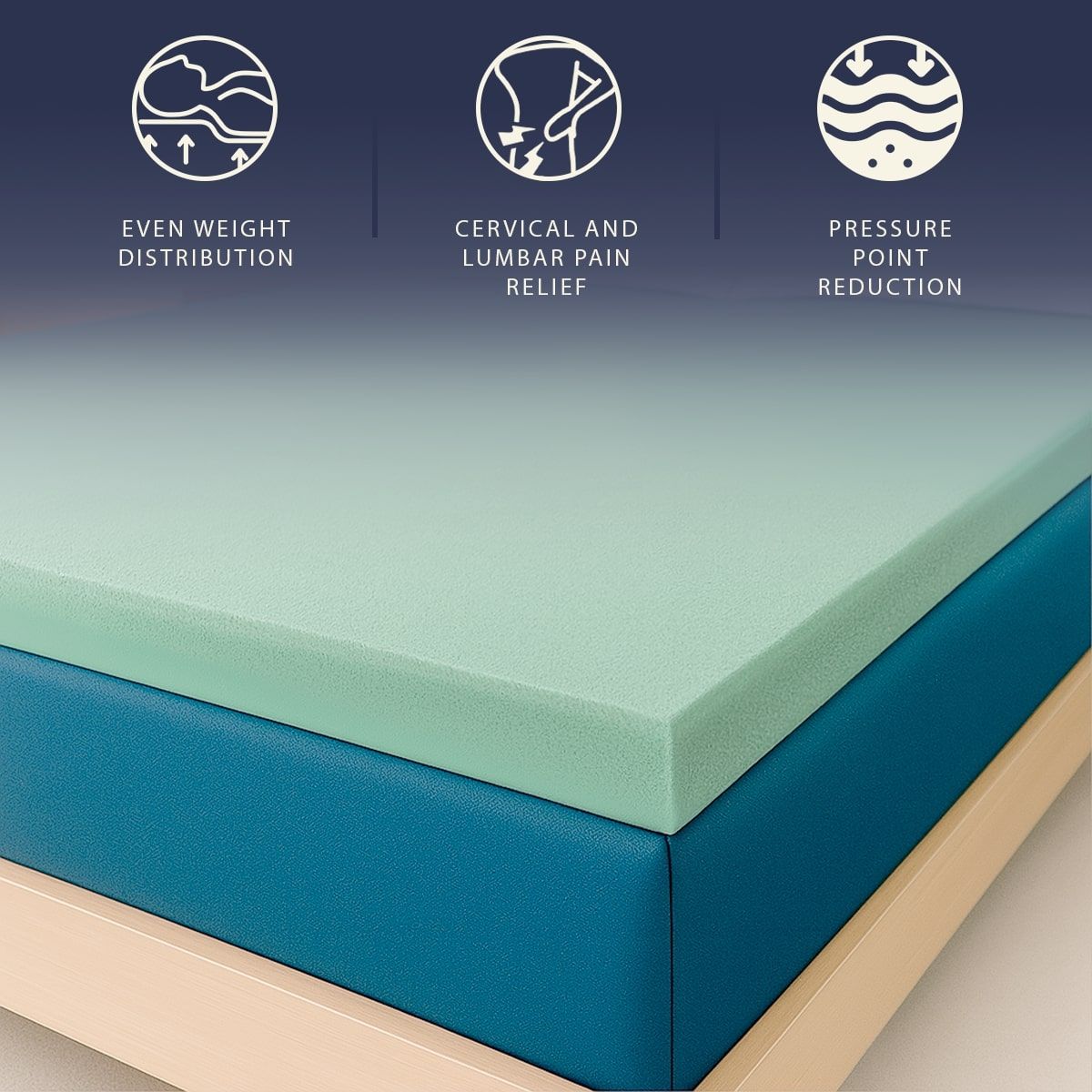 The White Stone Topper 90 x 200 in Memory Foam con Altezza di 5 cm | Traspirante e Anallergico