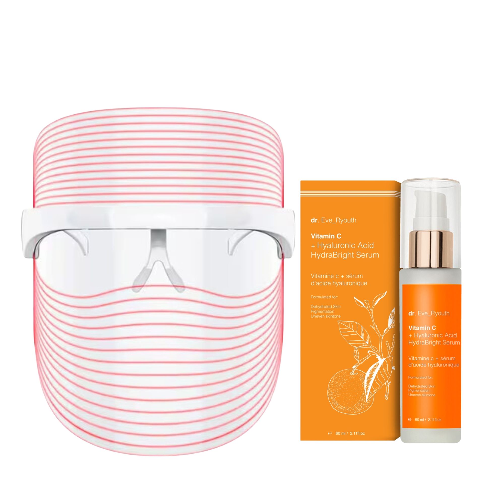 Dr Eve Ryouth Maschera LED Senza Fili 3 Colori con Vitamina C Siero Hydrabright
