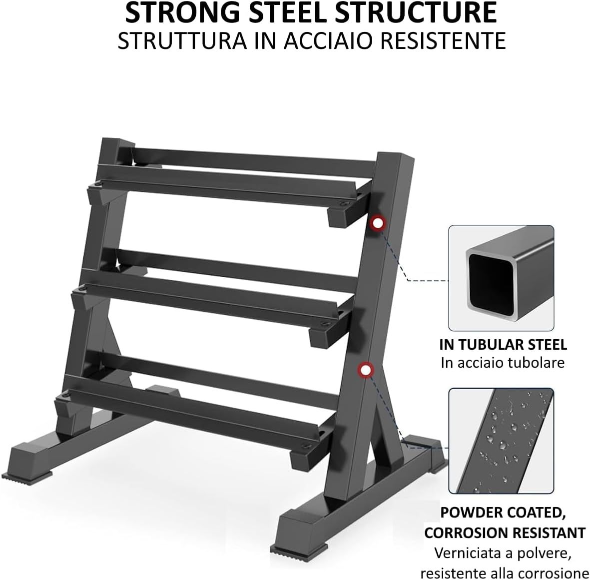 FFitness Rastrelliera per Manubri 3 Livelli Supporto Porta Pesi FF