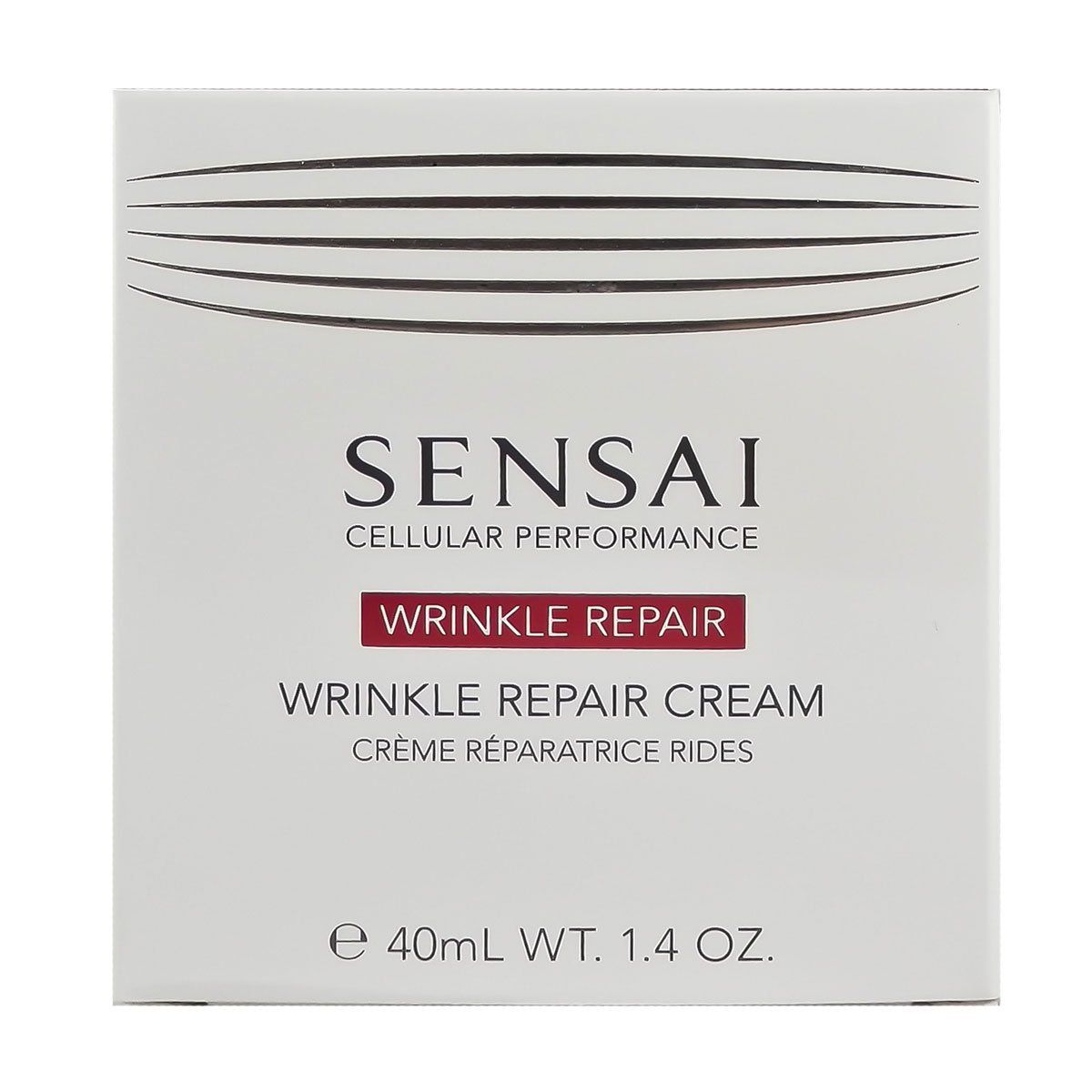 Confezione bianca con scritta: SENSAI CELLULAR PERFORMANCE WRINKLE REPAIR. Contiene 40ml.