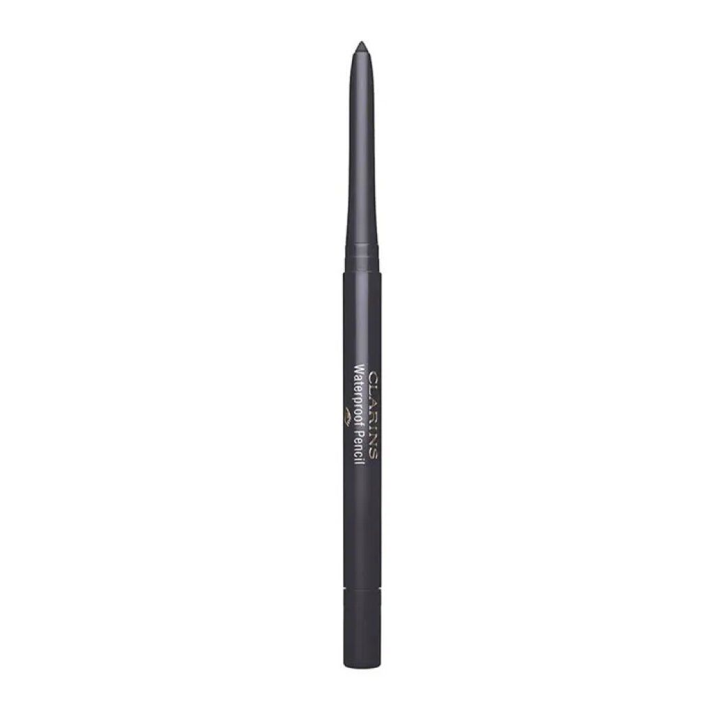 Matita eyeliner grigia sottile. Punta nera. Testo: Waterproof Pencil.