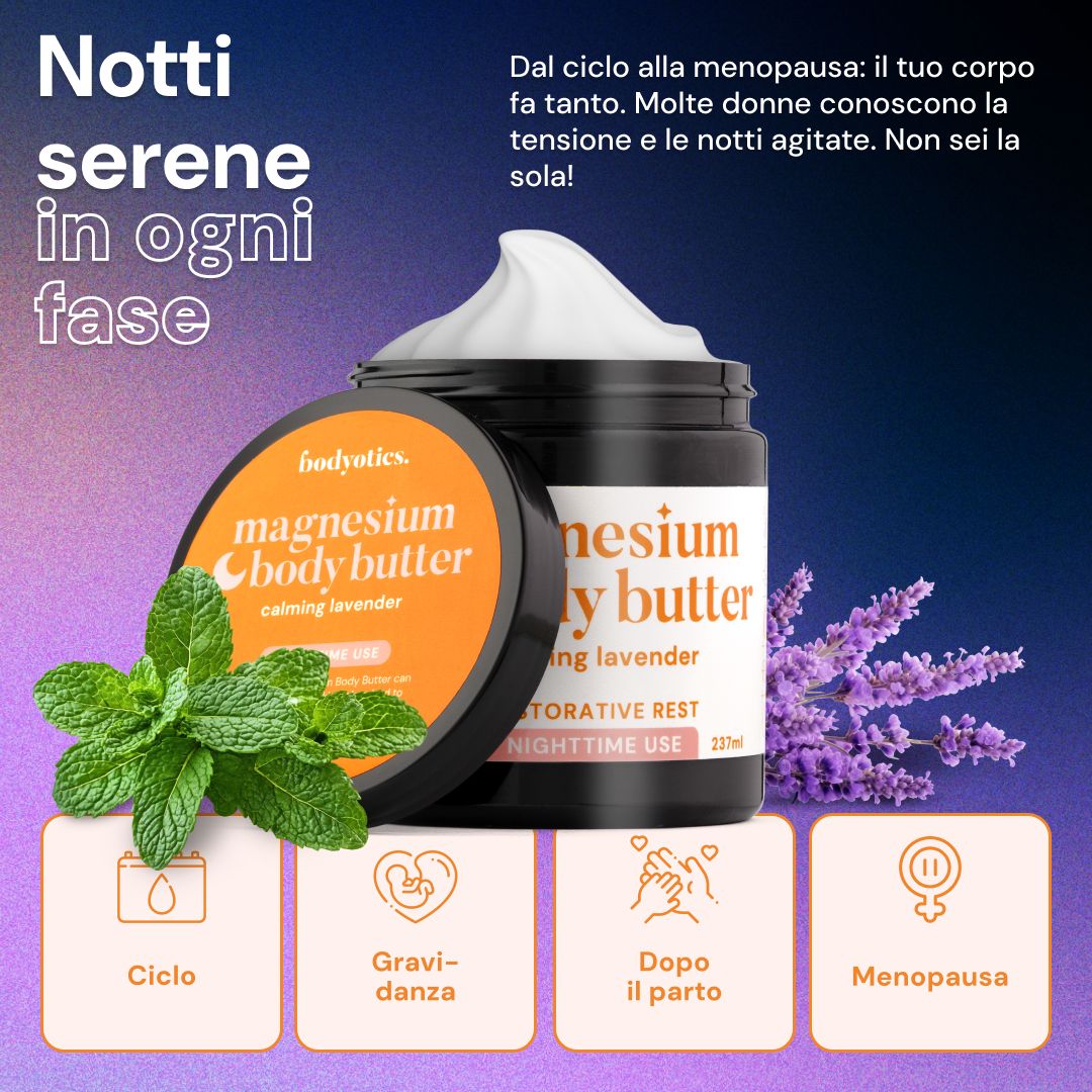 Bodyotics Magnesium Body Butter per notti riposanti, lavanda.