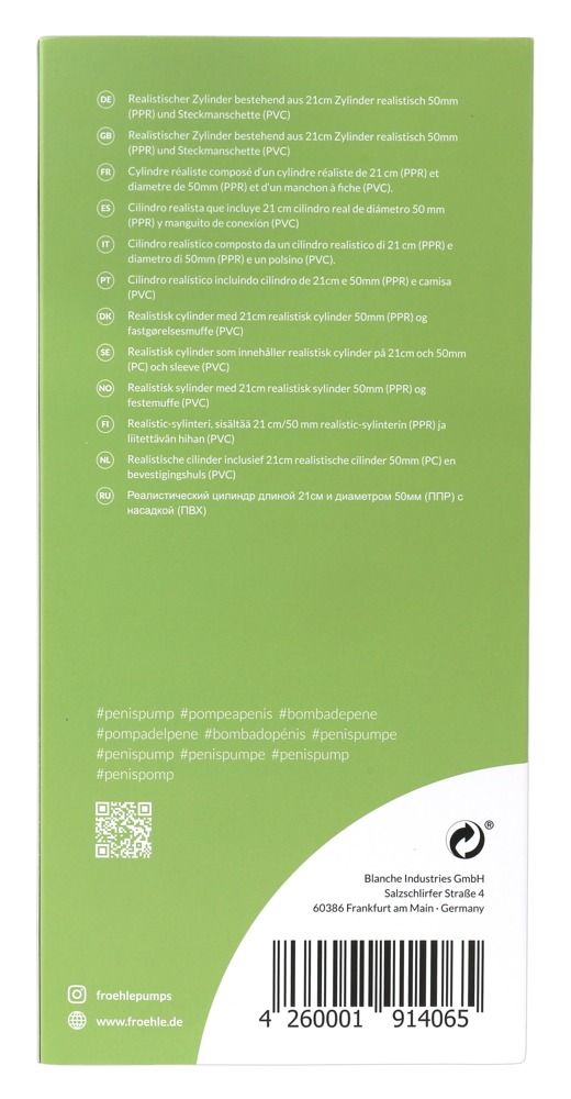 Cilindro realistico da 21cm (PPR) e manicotto (PVC).