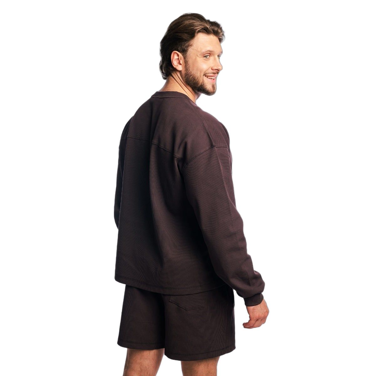 Felpa oversize da uomo in Tee Brown, vista posteriore.