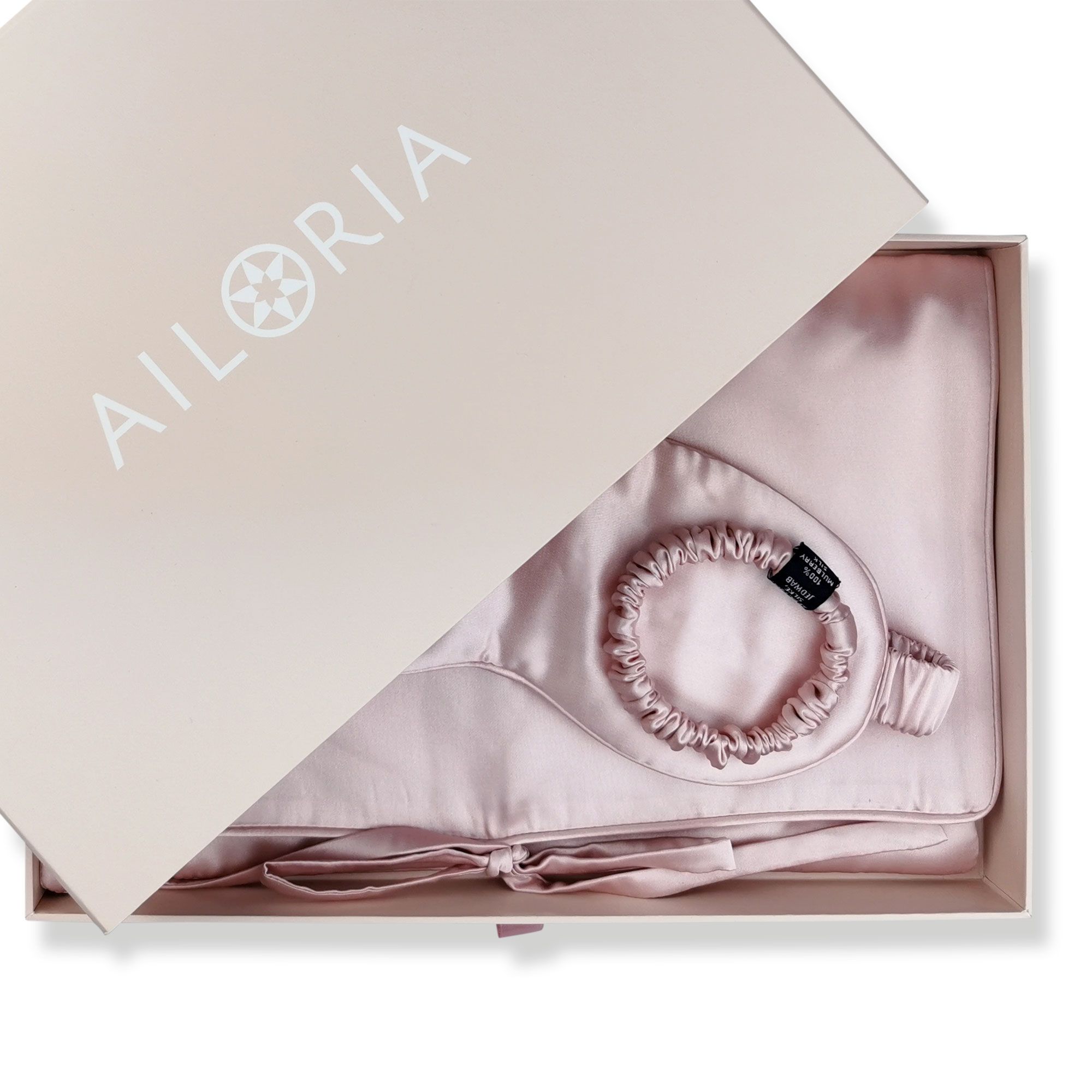 AILORIA Travel Set Beauty S - borsa di seta, maschera per il sonno e scrunchie S