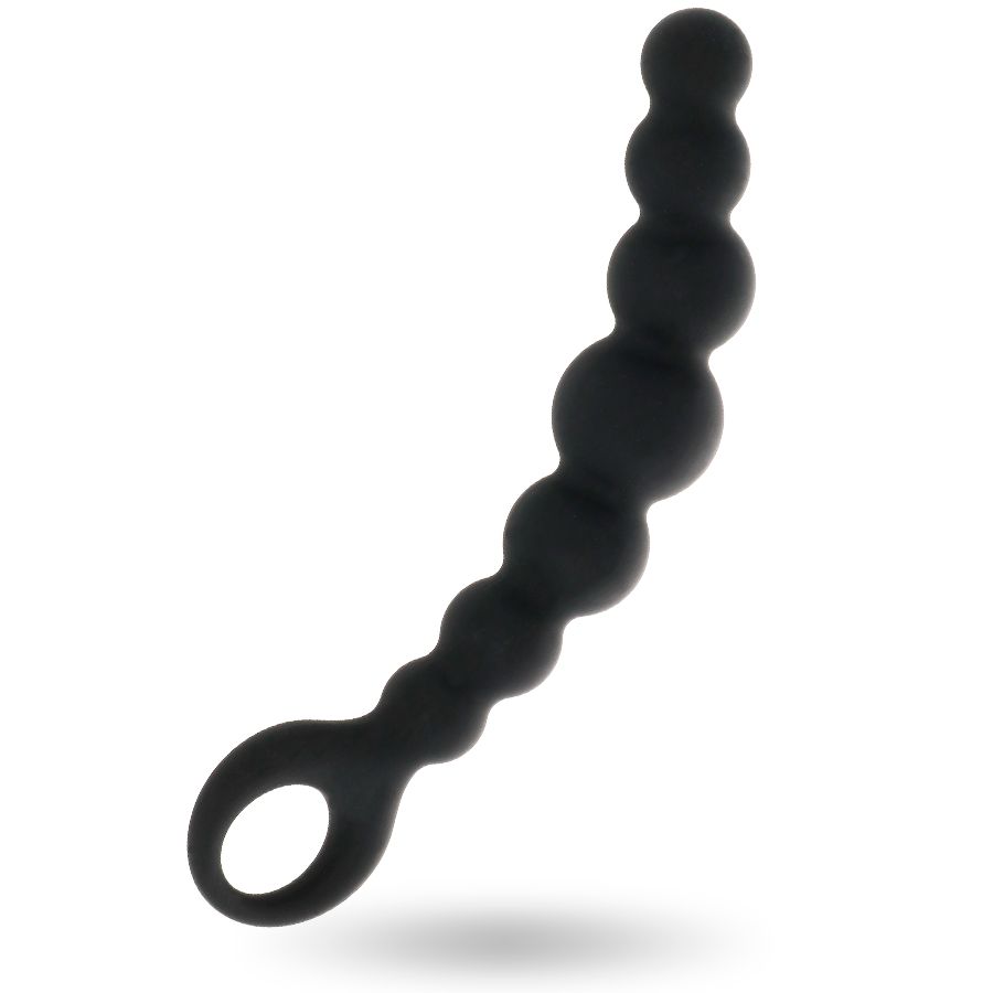 Confezione e bacchetta anale nera con 7 sfere. Marca: Intense.