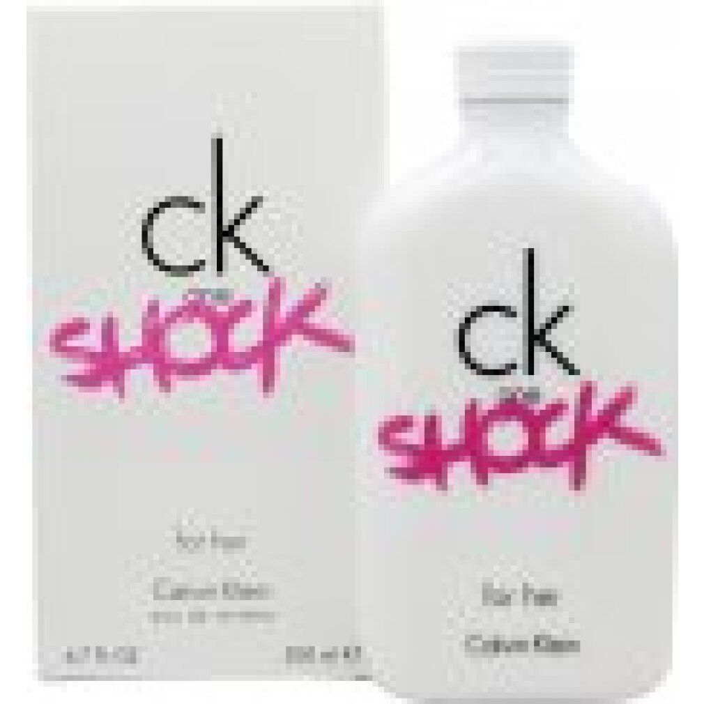 Flacone e scatola bianchi. Scritta: ck one Shock for her. Scrittura rosa. 200 ml.