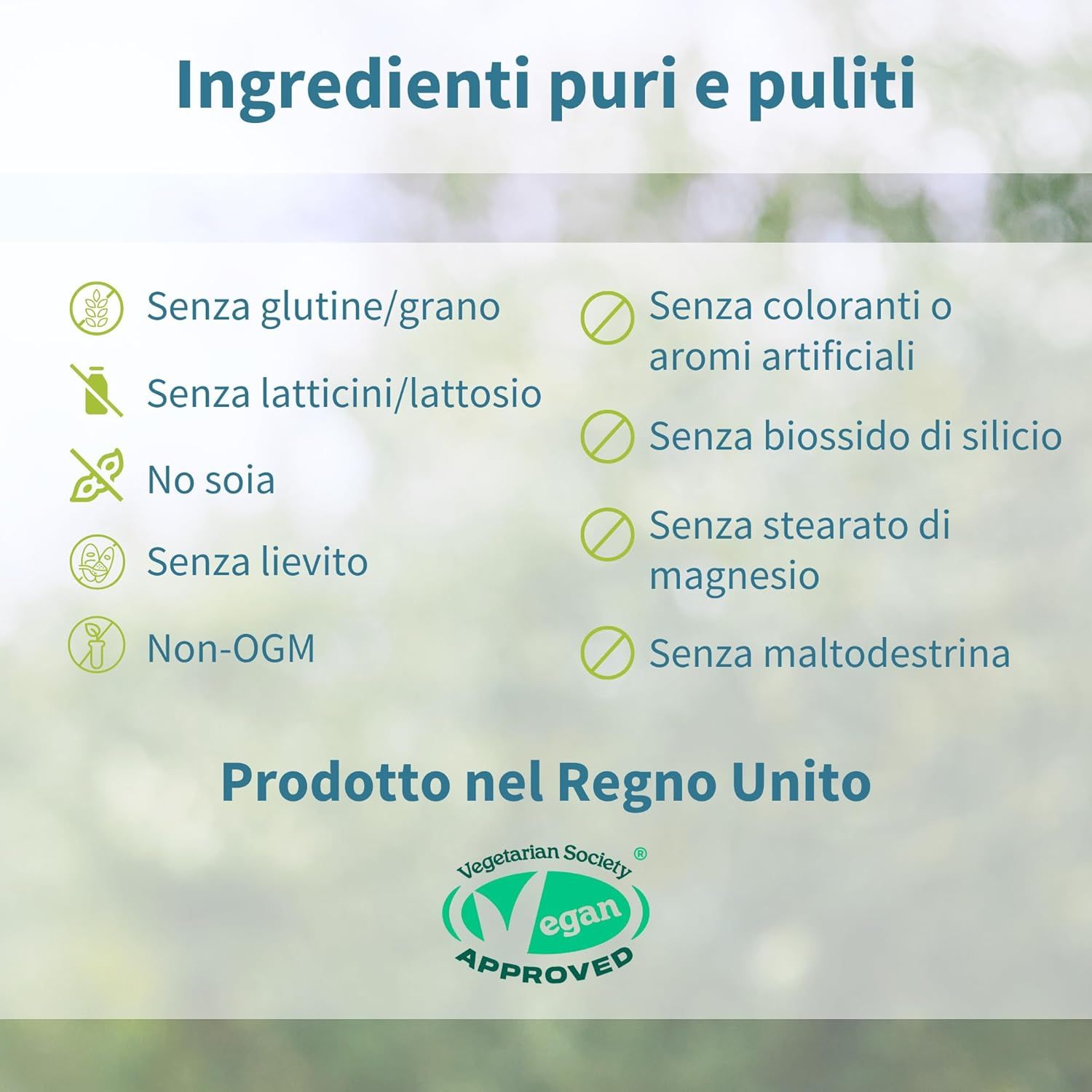 Igennus Probiotici: Senza glutine, lattosio, soia. Approvato dalla Vegan Society.