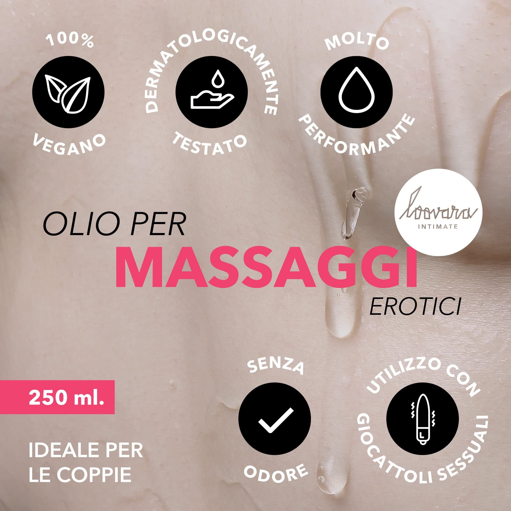 Olio massaggio Loovara Happy Hand, 250 ml, vegano, dermatologicamente testato, senza odore.