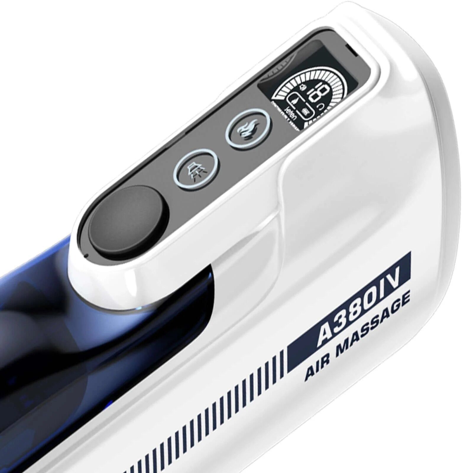 Primo piano del dispositivo con display e pulsanti. Scritta: A380IV AIR MASSAGE.