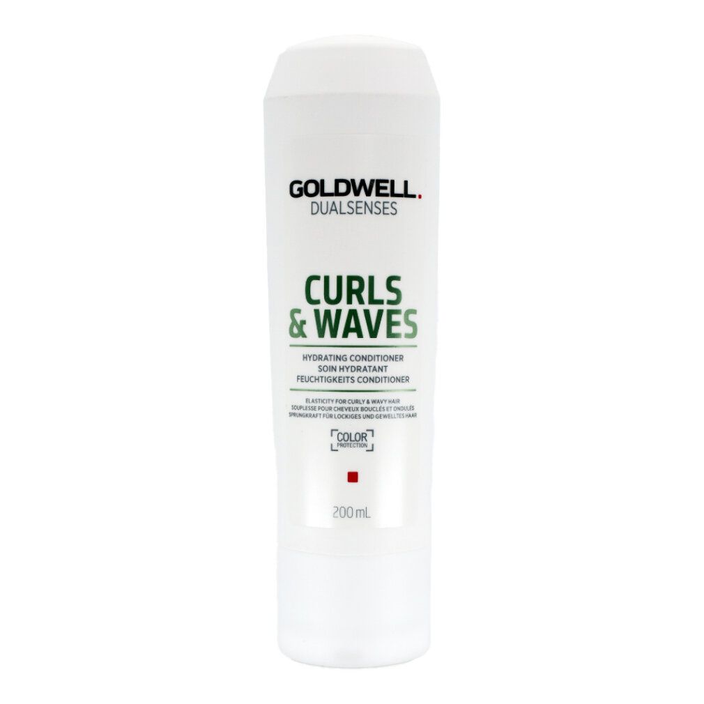 Flacone bianco Goldwell Dualsenses Curls & Waves. Testo verde e nero. Hydrating Conditioner. 200ml.