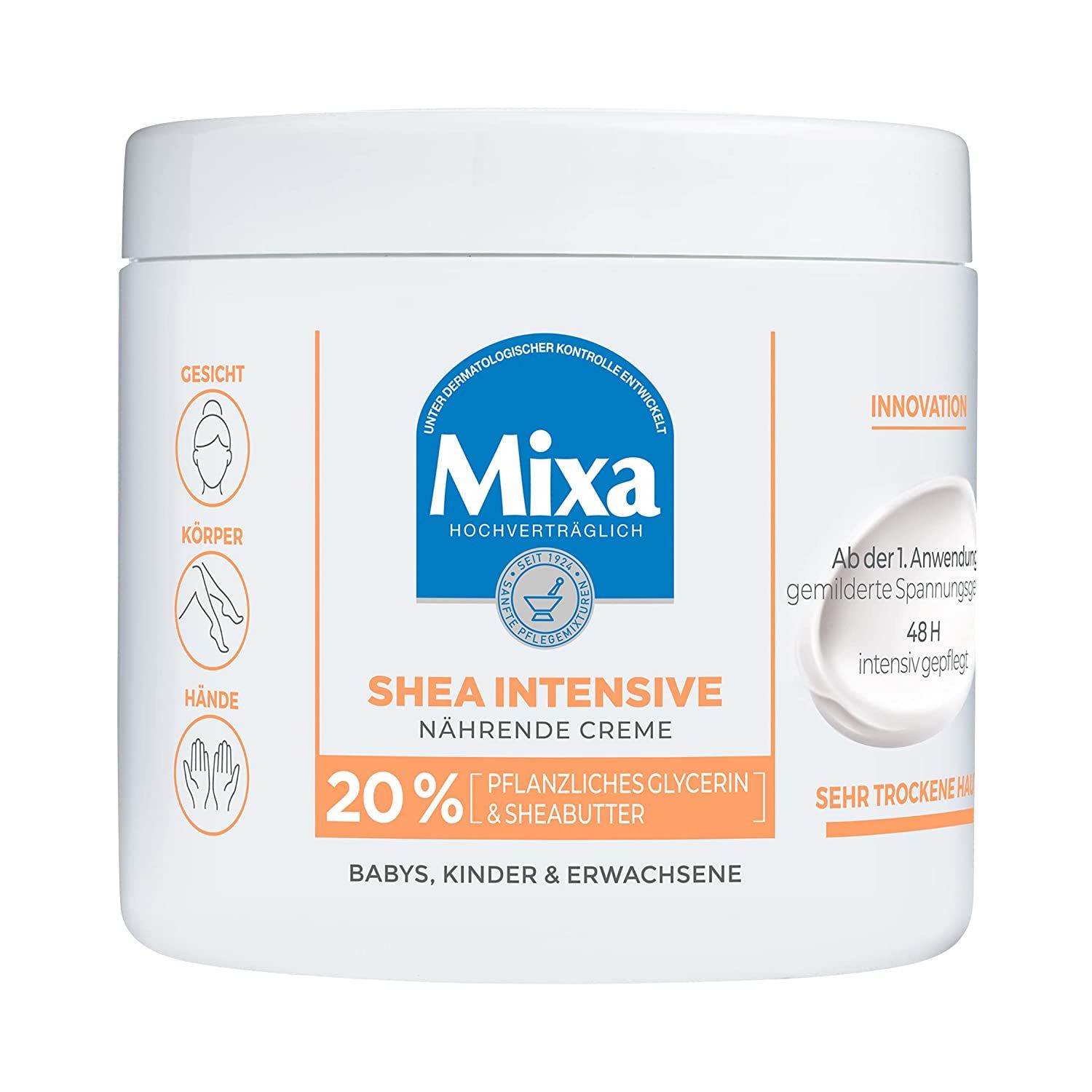 Mixa Intensive Care Cream - 20% di glicerina vegetale e burro di karité per la pelle secca