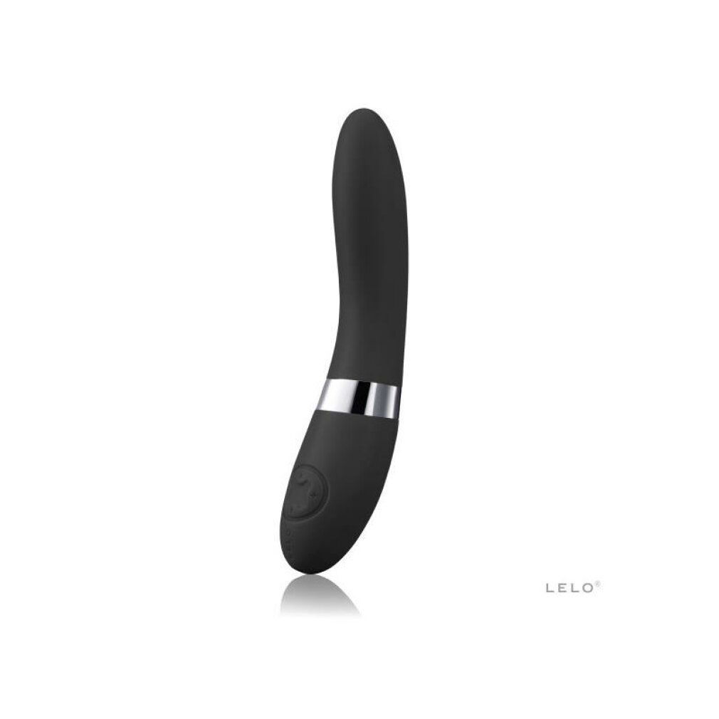 Massaggiatore LELO Elise 2 nero con anello argentato.