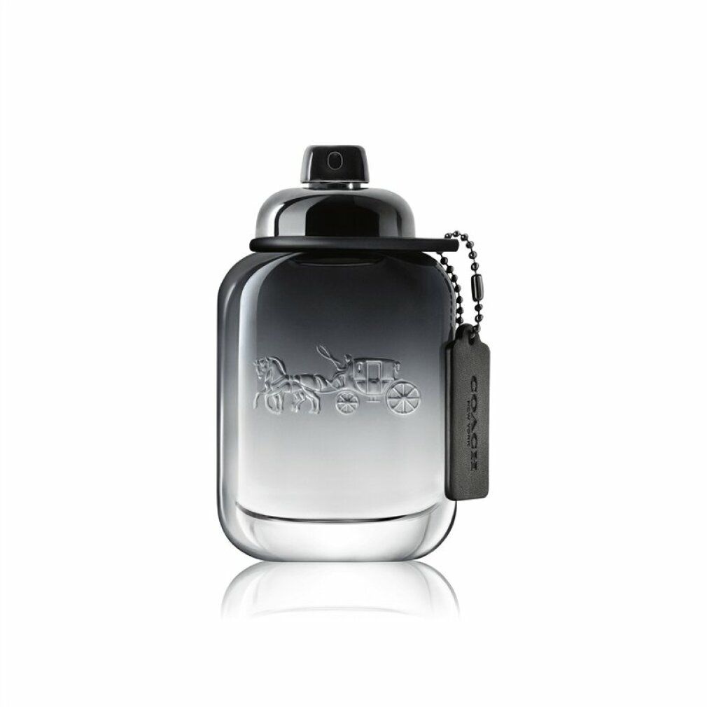 Flacone Coach For Men Eau de Toilette. Tappo ed etichetta neri. Logo e scritta sul flacone.