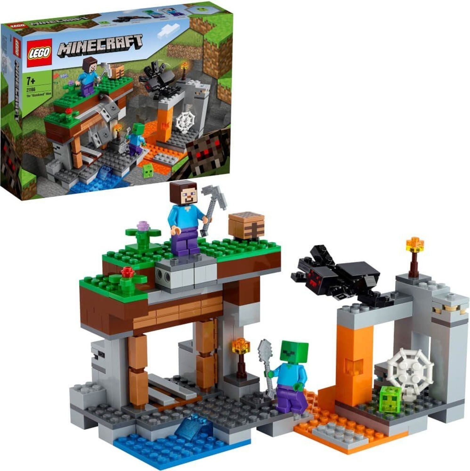 LEGO Minecraft 21166. Set con personaggi e miniera. Il set è assemblato, con personaggi e miniera.