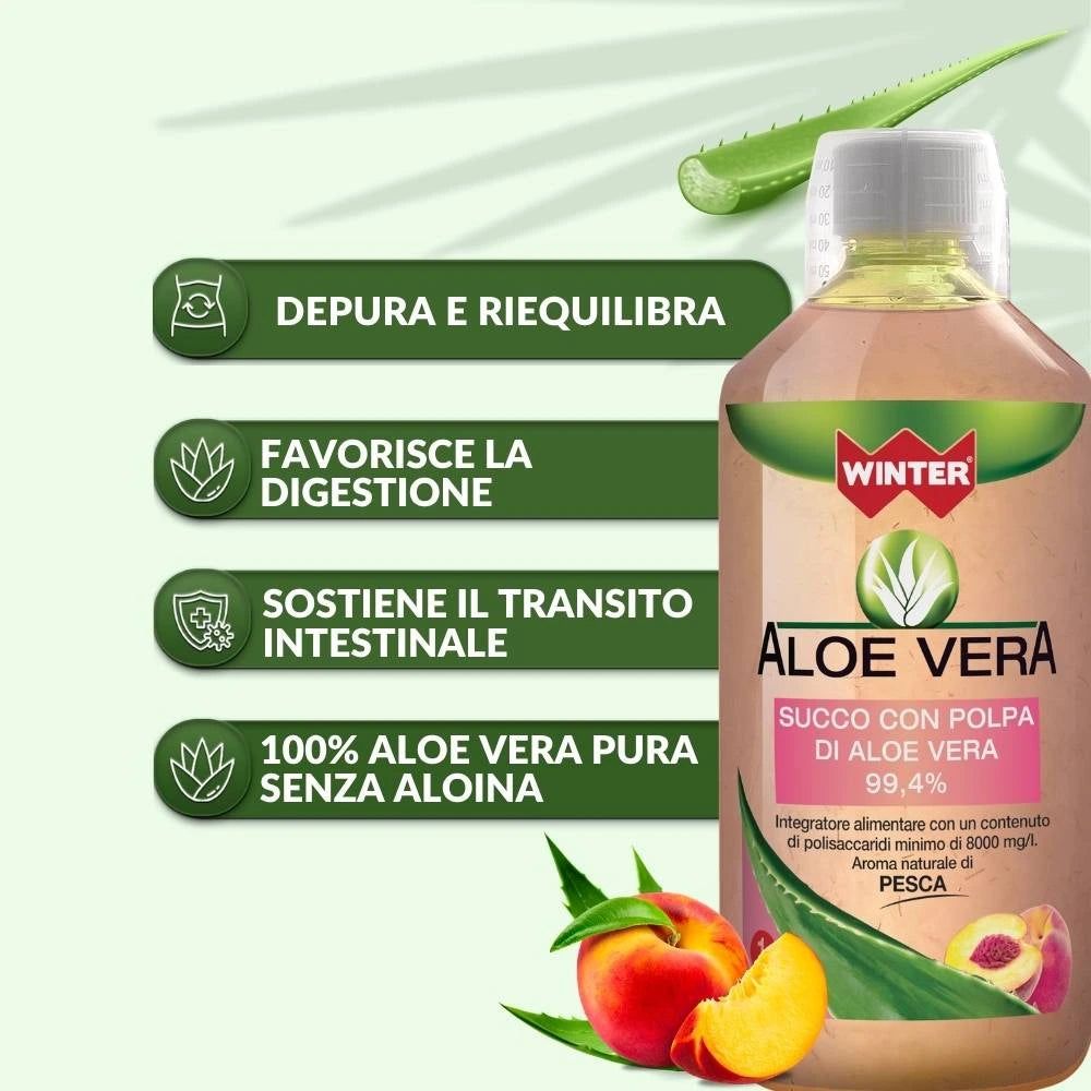 Winter Aloe Vera da Bere Gusto Pesca – Succo Naturale Senza Aloina