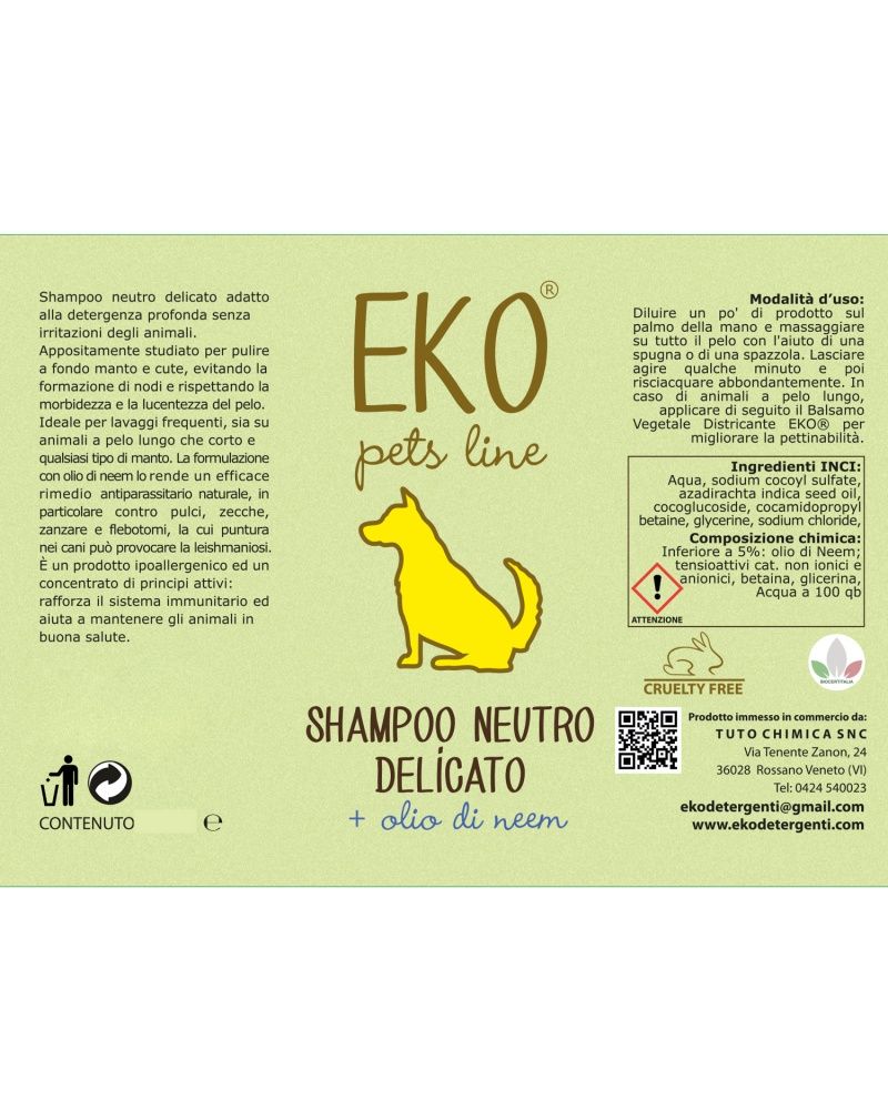 Eko Shampoo per cani neutro con olio di Neem
