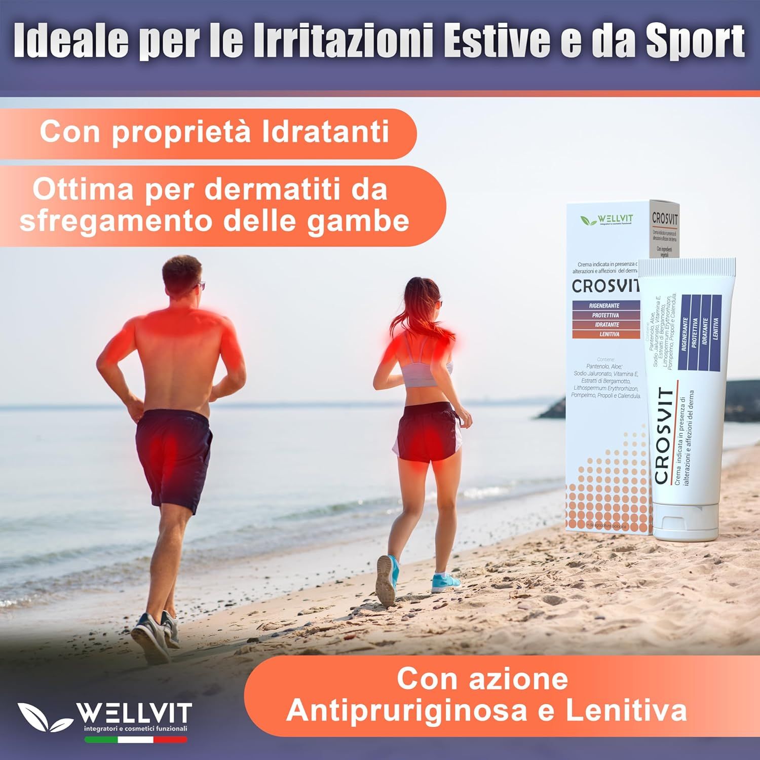 Wellvit | Crosvit, Crema Dermatologica per per Bruciori, Pruriti e Irritazioni