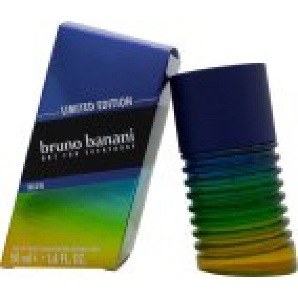 Flacone e confezione. Confezione con scritta "bruno banani" e "LIMITED EDITION".