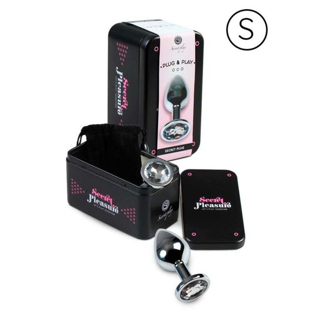 Confezione prodotto con plug anale. Scatola nera con immagine del prodotto. Borsa e carta incluse. Taglia S.