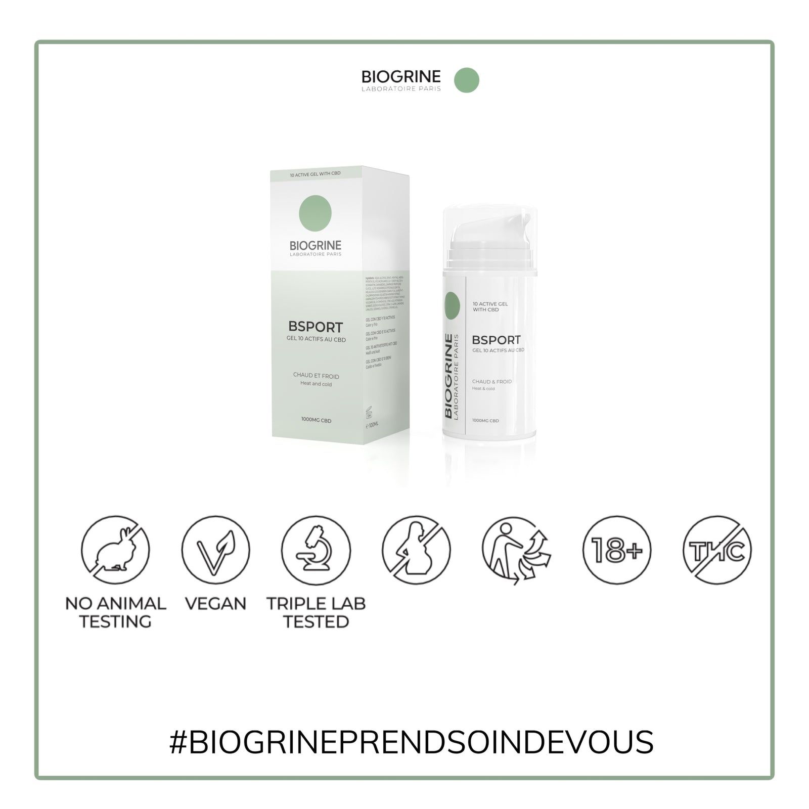 BIOGRINE Gel "BSPORT" – 10 attivi al CBD – Effetto caldo/freddo