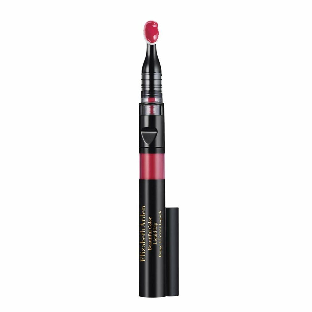 Rossetto nero con liquido rosso. Scritta: Elizabeth Arden, Beautiful Color, Rossetto Liquido. Punta con liquido rosso.