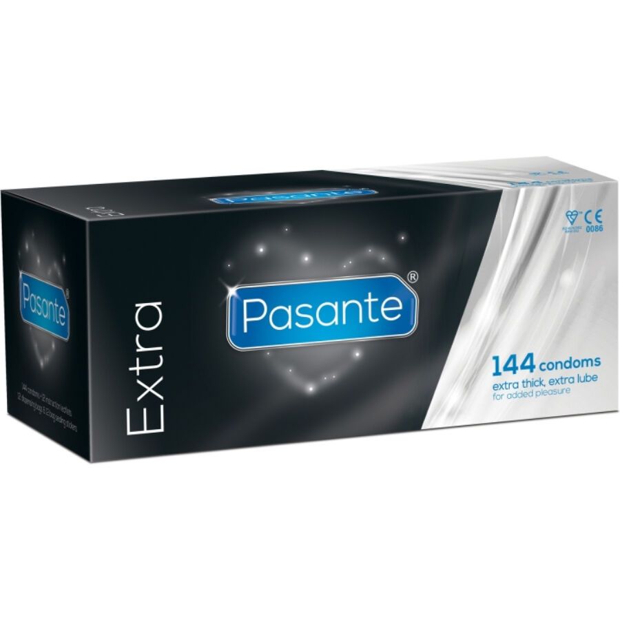 Confezione da 144 preservativi Pasante Extra, extra spessi e extra lubrificati.