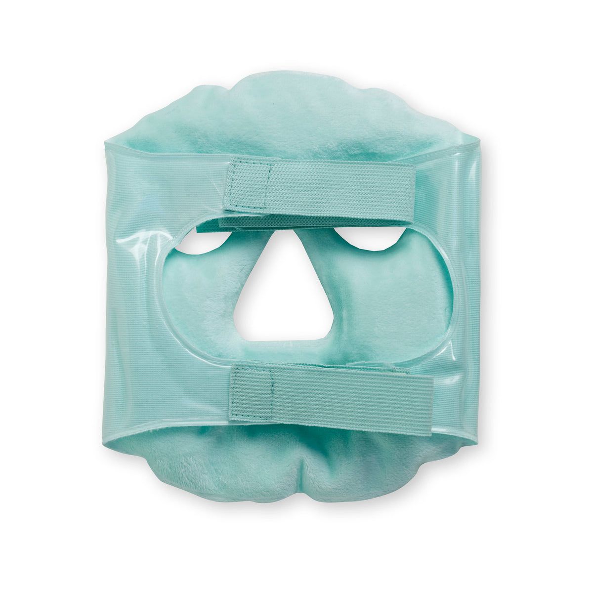 Maschera viso turchese con chiusure in velcro. Riutilizzabile.
