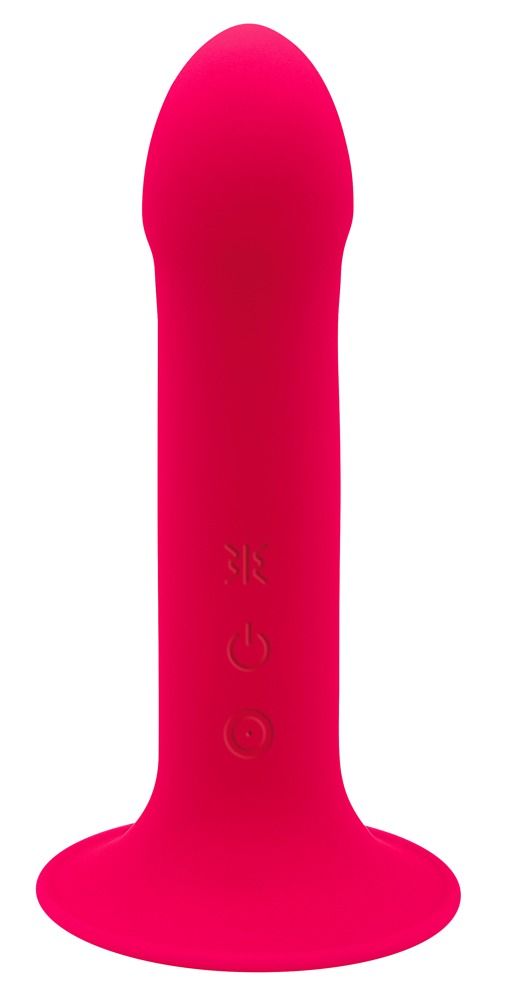 Vibratore rosa con punta arrotondata e base. Tre pulsanti sullo stelo.