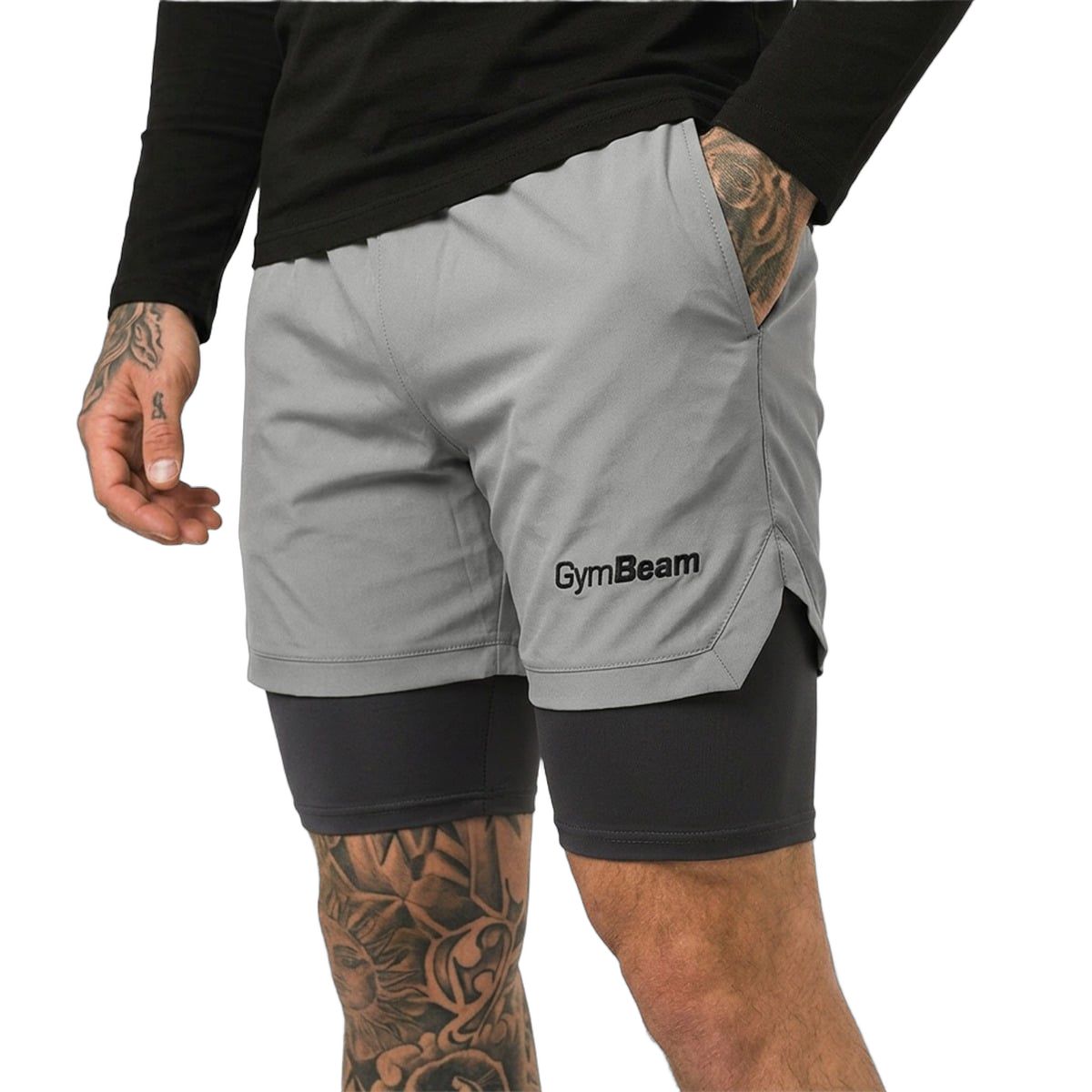 GymBeam Pantaloncini uomo 2in1 Iron-Smoke