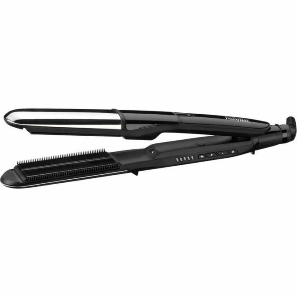 BaByliss Steam Shine Styler, nero. Piastra superiore lucida, piastra inferiore con pettine.
