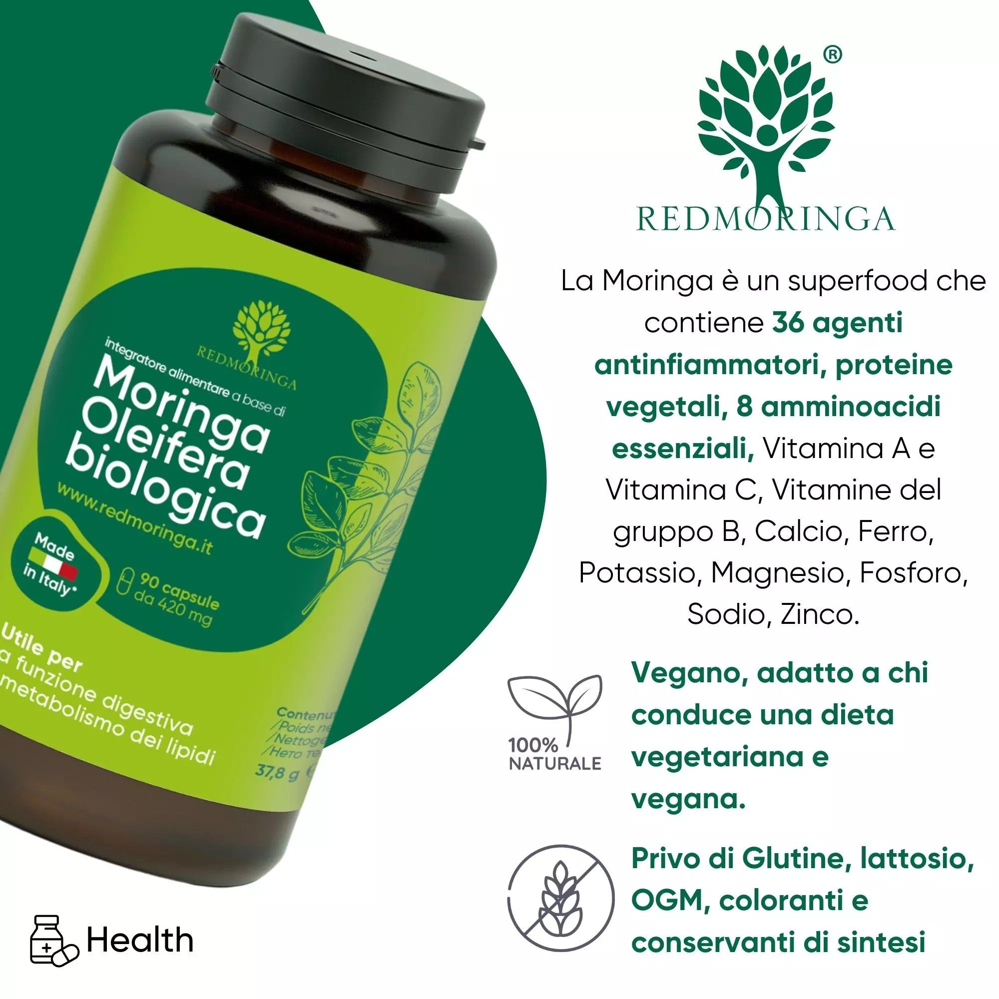 RedMoringa MORINGA BIO 90 Capsule
