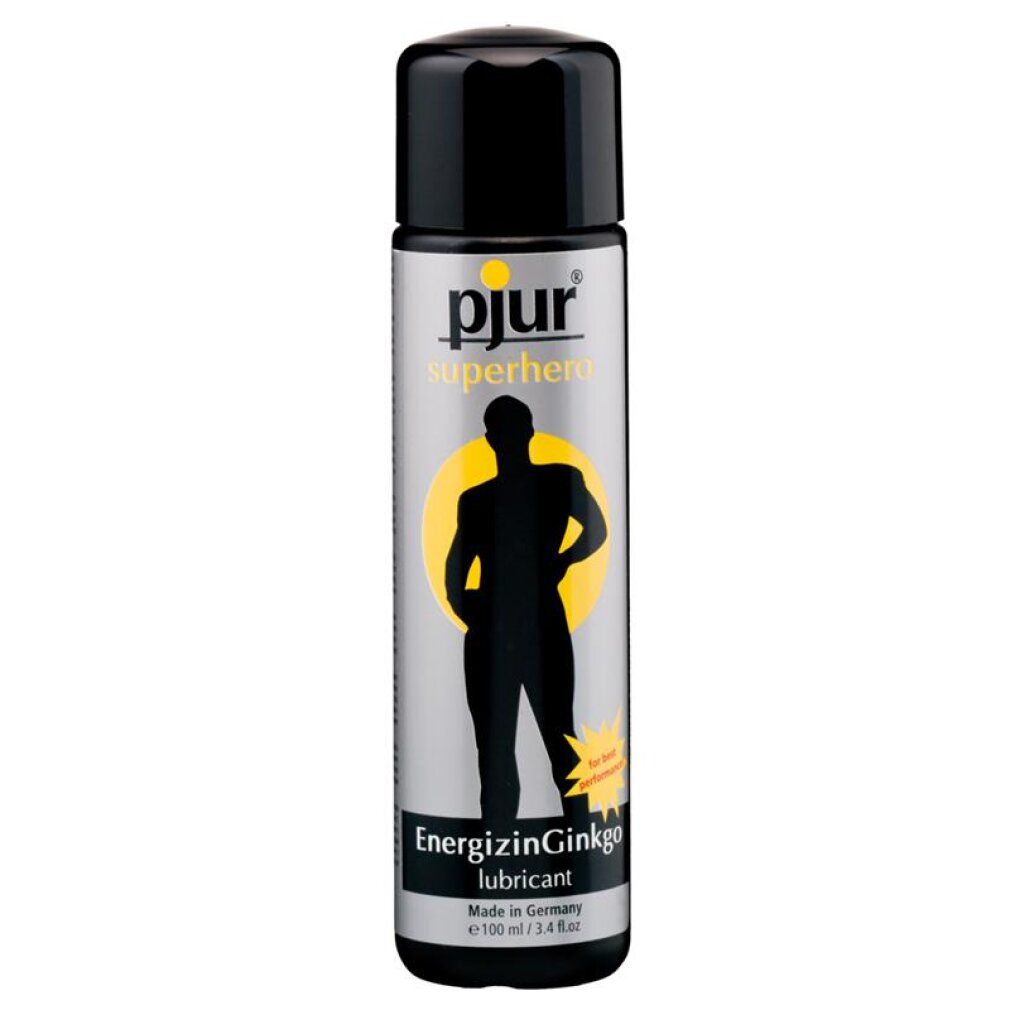 Lubrificante pjur® SUPERHERO Energizing Ginkgo, flacone da 100ml.