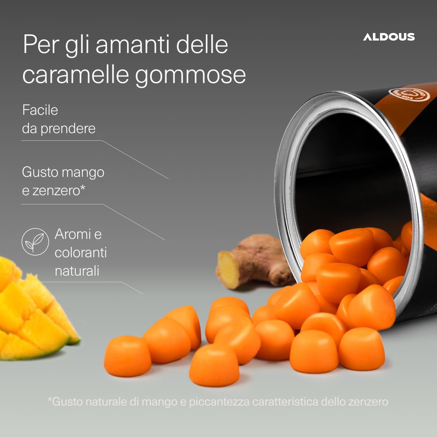 Aldous Caramelle Gommose alla Curcuma con Zenzero
