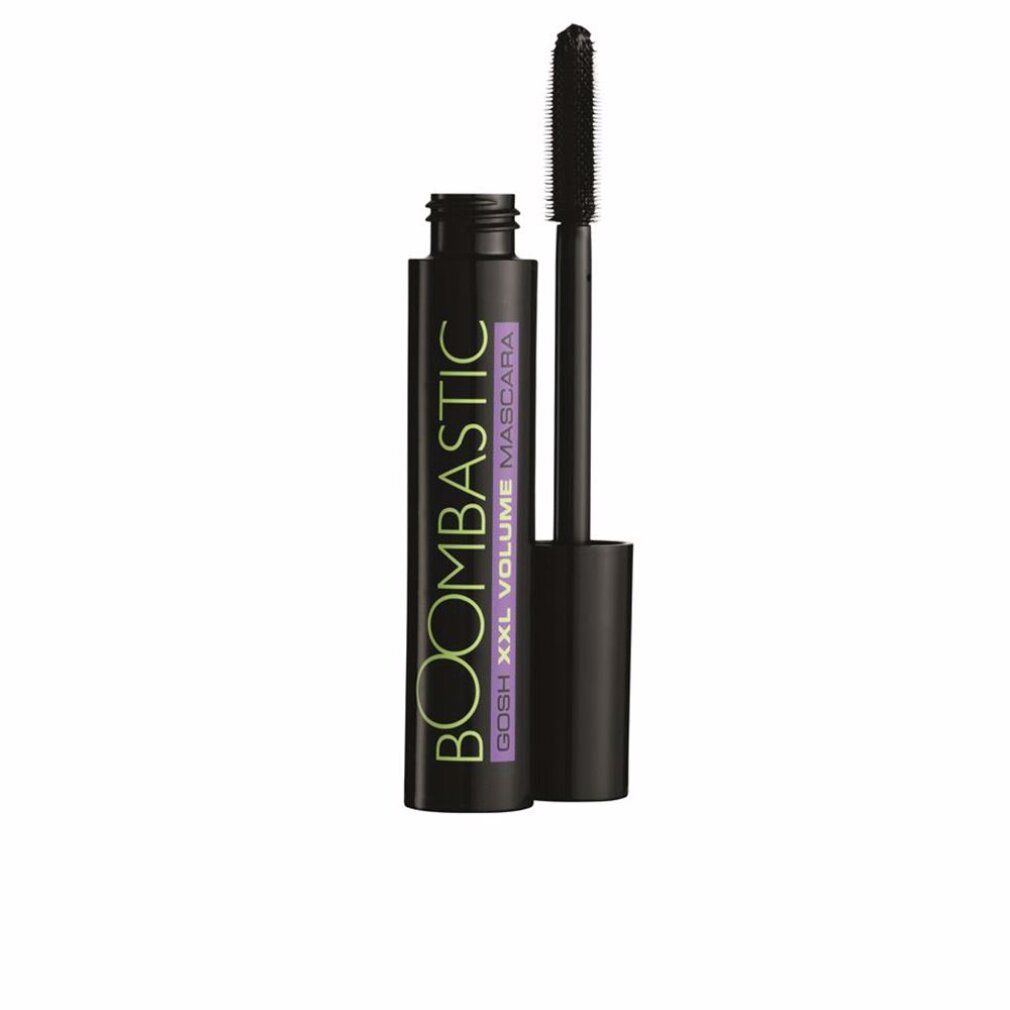 Tubo di mascara nero con spazzola aperta. Scritta: BOOMBASTIC XXL VOLUME MASCARA.