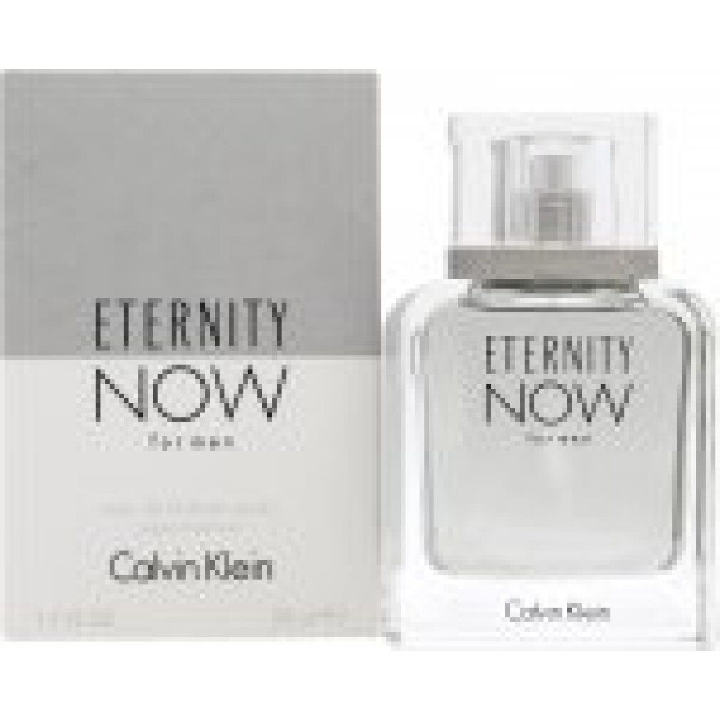 Flacone e confezione di Calvin Klein Eternity Now for Men. Scritta: Eternity Now for men, Calvin Klein.