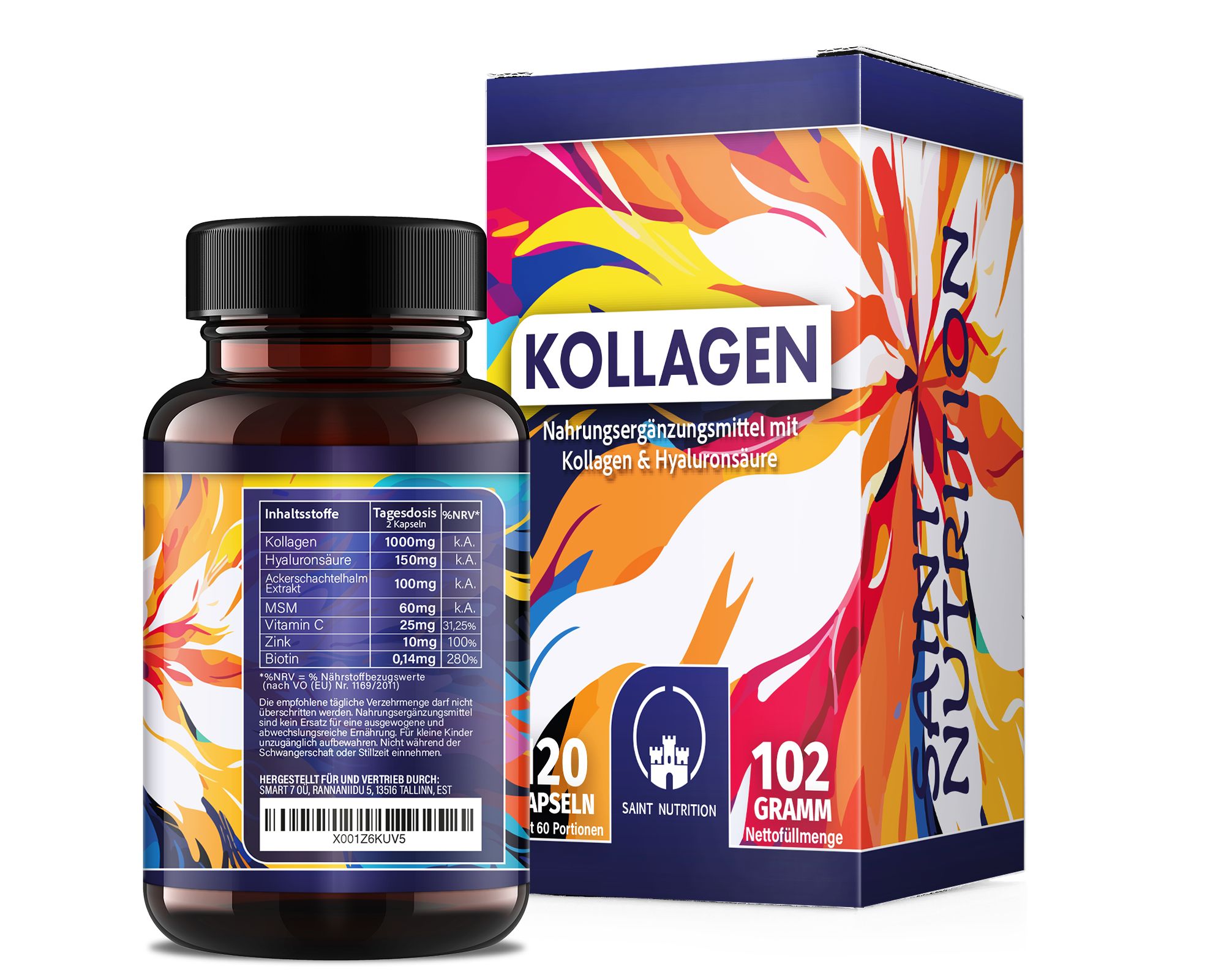 Saint Nutrition® Capsule di collagene e ialurone con vitamina C