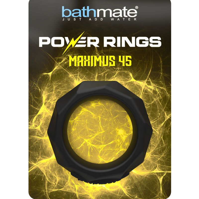 Confezione dei Bathmate Power Rings Maximus 45, anello nero visibile.