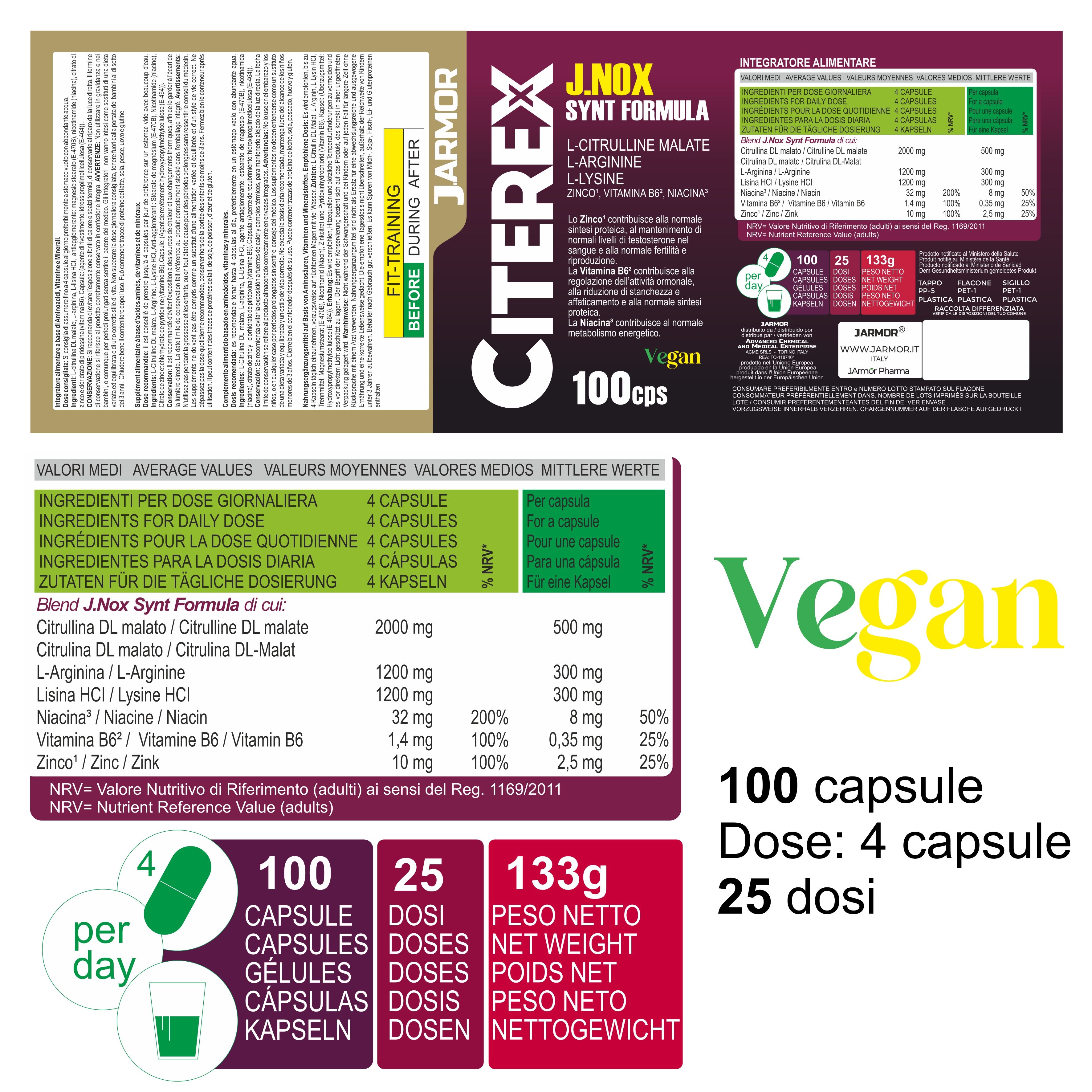 Citerex - Pre-Workout Naturale Senza Caffeina per Energia, Testosterone e Resistenza Muscolare