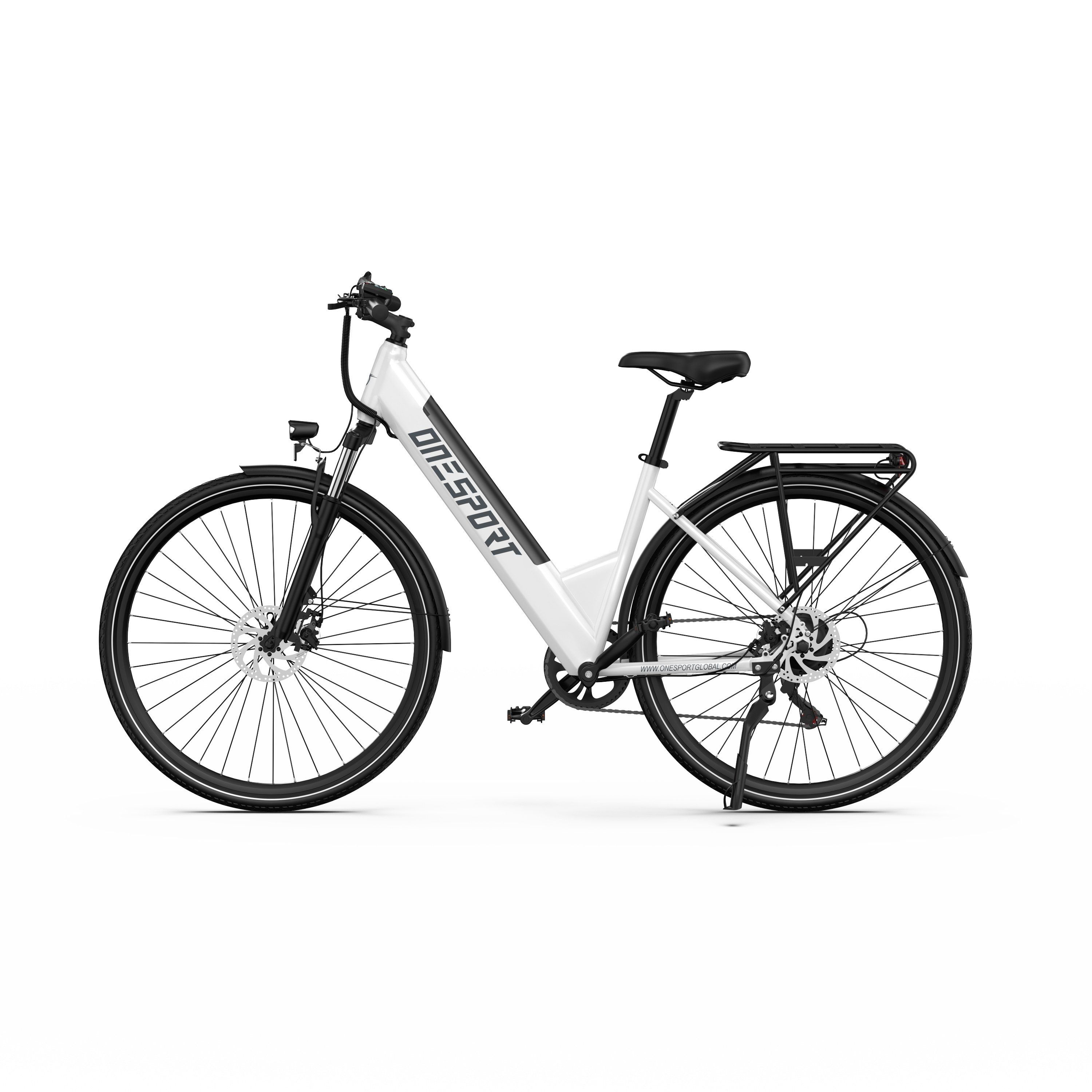 ONESPORT OT12 Bicicletta elettrica urbana da 27,5", batteria da 36 V 13 Ah, supporto app