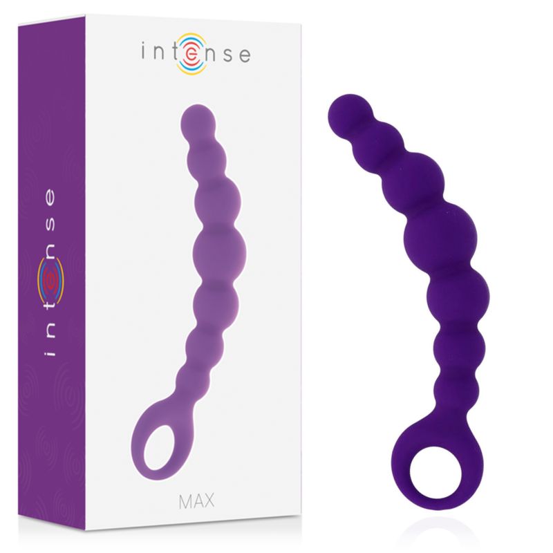 Confezione e perle anali viola a catena con 7 sfere e anello di presa.