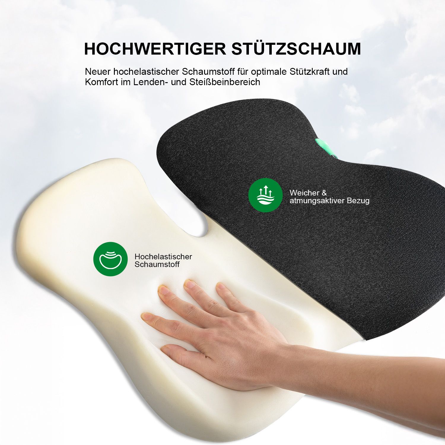 Schiuma di supporto di alta qualità e rivestimento traspirante del cuscino.