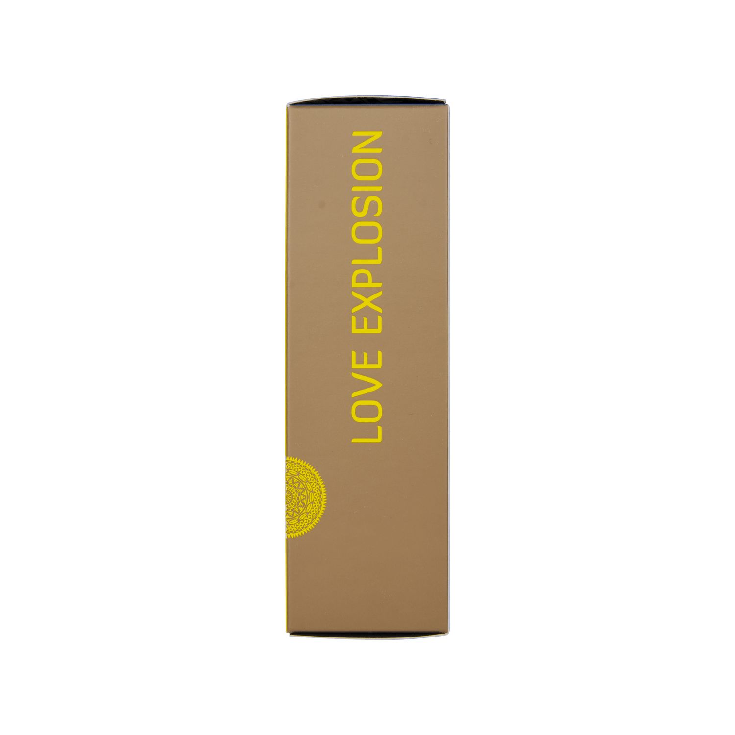Confezione gialla per crema orgasmo, lato "LOVE EXPLOSION".