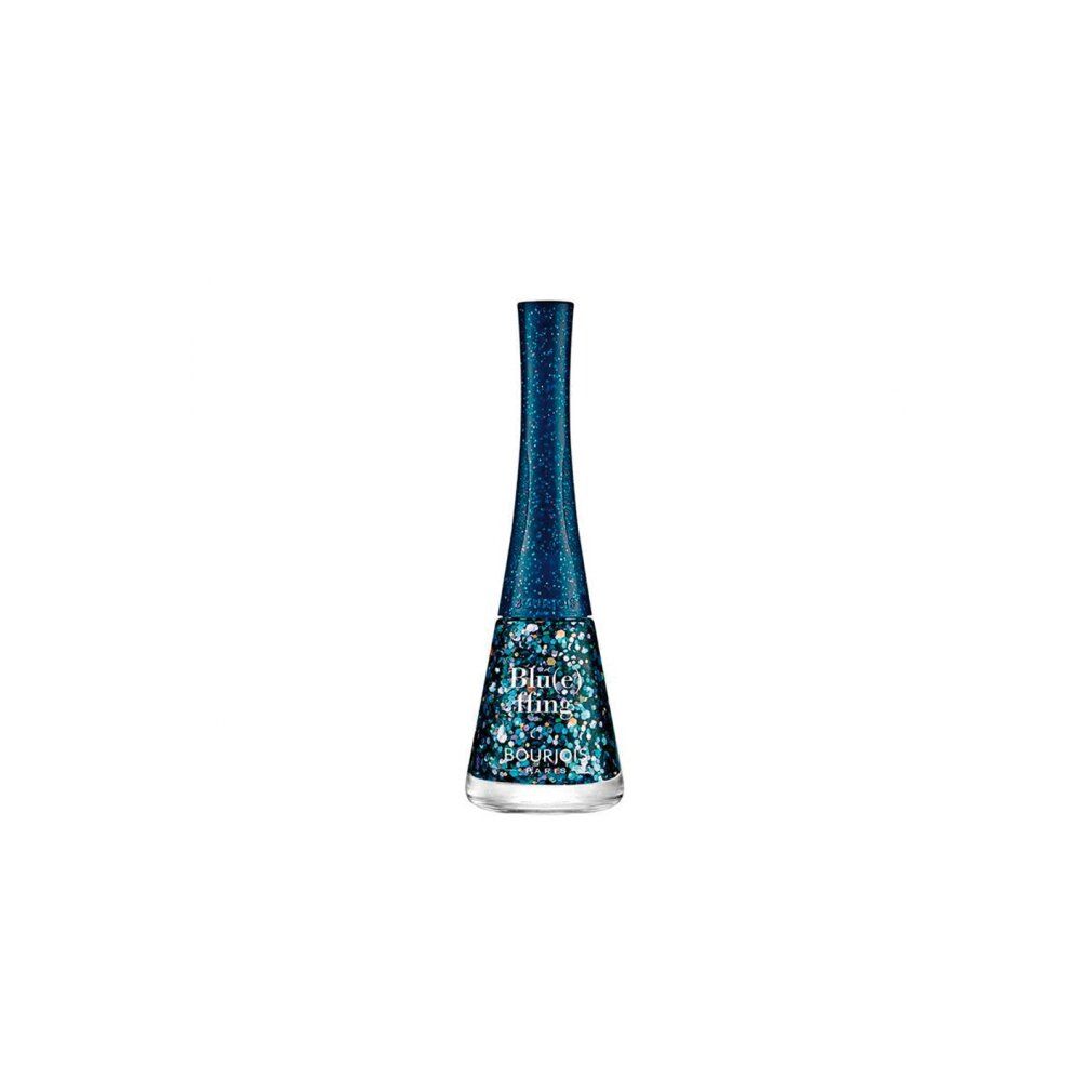 Flacone di smalto Bourjois, blu con glitter.