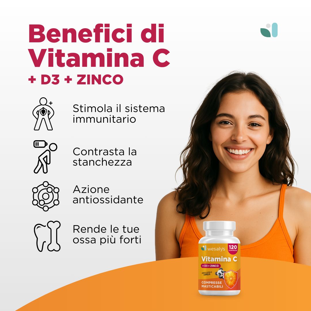 WESALYS® Vitamina C D3 Zinco - Integratore alimentare per sostenere il sistema immunitario