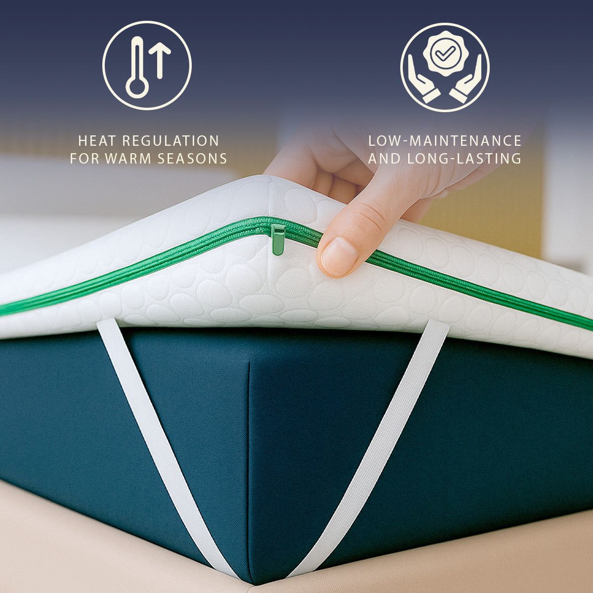 The White Stone Topper 120x190 in Memory Foam Breeze a 9 Zone | Altezza 5 cm