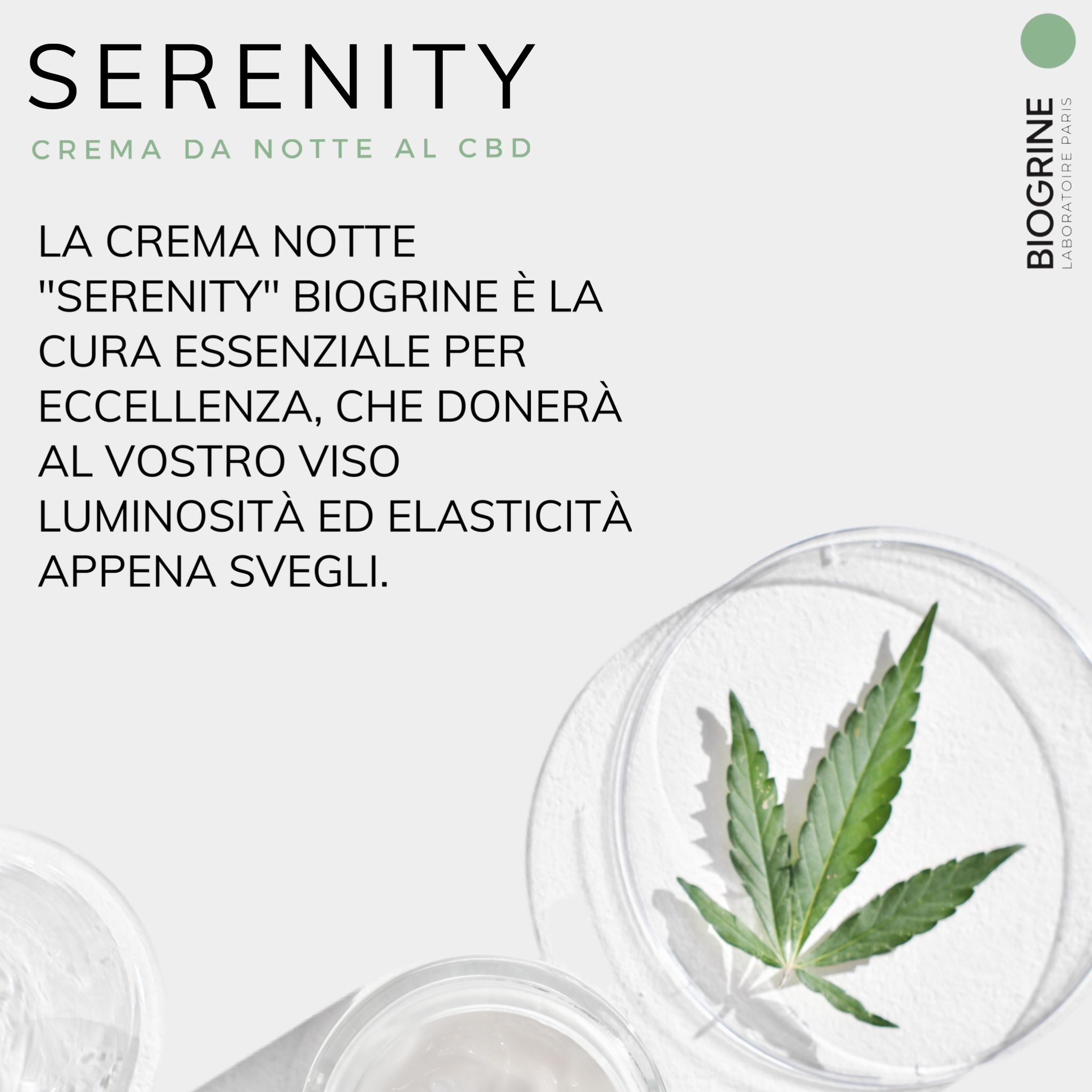 BIOGRINE Crema notte rivitalizzante "SERENITY" – CBD e tè verde