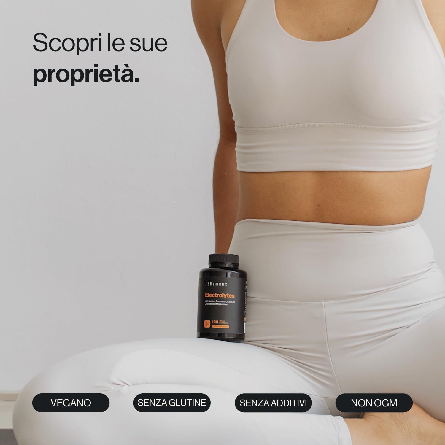 Flacone nero di capsule Zenement Elektrolyt. Vegano, senza glutine, senza additivi, senza OGM.