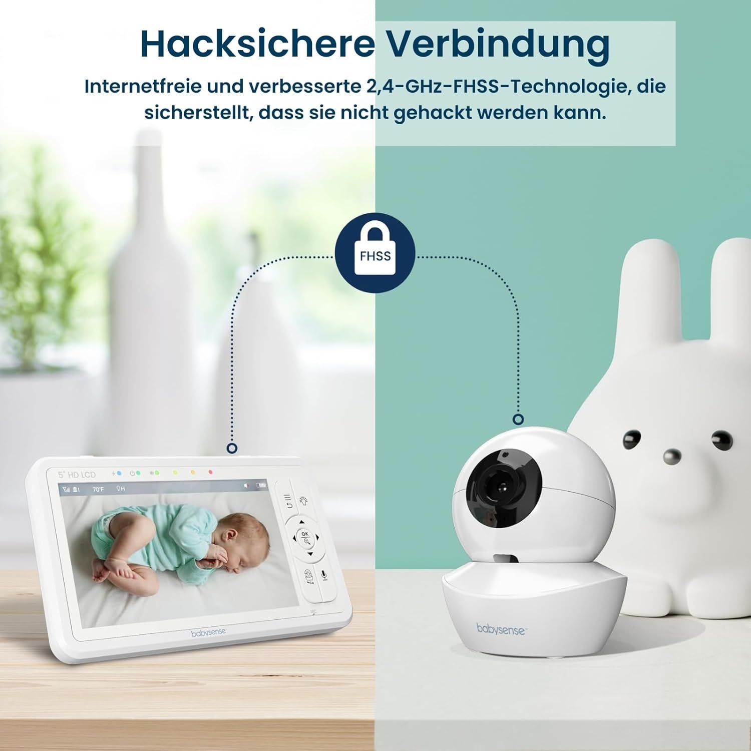 Baby monitor HD da 5 pollici con 2 telecamere Babysense
