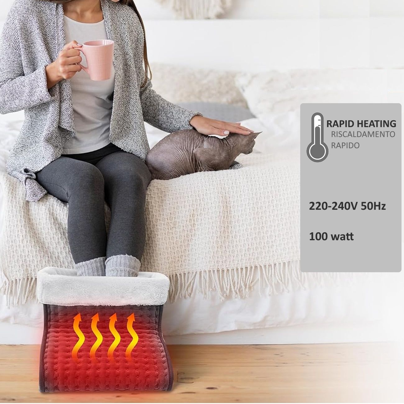Scaldapiedi Elettrico Con 3 Livelli di Calore FF